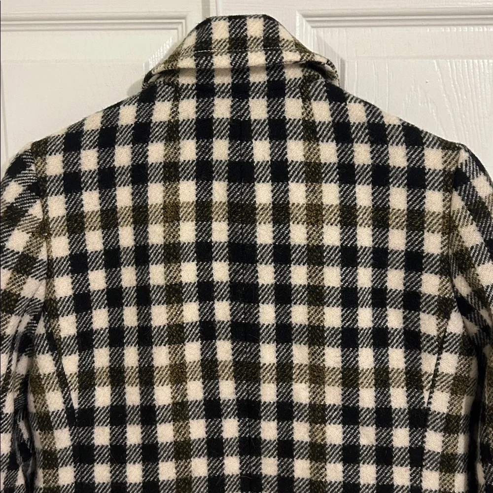 J.Crew Double Breasted Coat in Cypress Black Ivory Oxford Check Plaid Size 2 - Picture 12 of 16